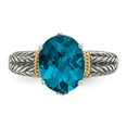 thumbnail image 5 of Shey Couture Sterling Silver with 14K Accent Antiqued Oval London Blue Topaz Ring, 5 of 7