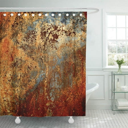 Rust Steel Door - PKNMT Brown Rust Colorful Metal Rusty Steel Iron Structure Wall Door Bathroom Shower Curtain 66x72 inch