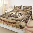 thumbnail image 3 of jejeloiu Wild Bear Paws Twin Sheet Sets,Rustic Farmhouse Twin Fitted Sheet,Brown Bohemian Aztec Flat Sheet For Boys Kids,Ultra Soft Home Decor,3-Piece, 3 of 7