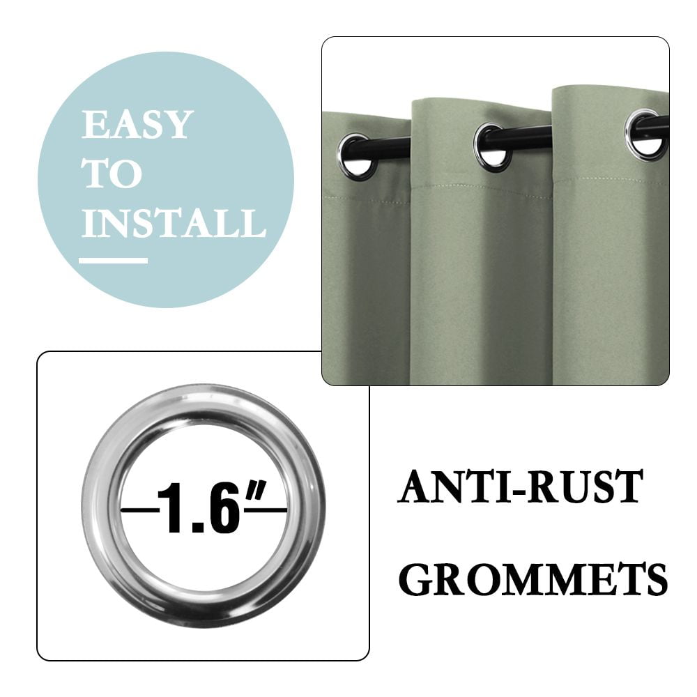 PrimeBeau Premium Thermal Insulated Blackout Drapes, Light Blocking, 52 x 84-Inch, Sage, 2 Panels