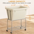 thumbnail image 4 of BGTREND 130L Rolling Laundry Cart with Storage Shelf, Metal Frame Clothes Hamper with Removable Bag, 4 Casters with 2 Brakes, Utility Carts, Beige, 4 of 8