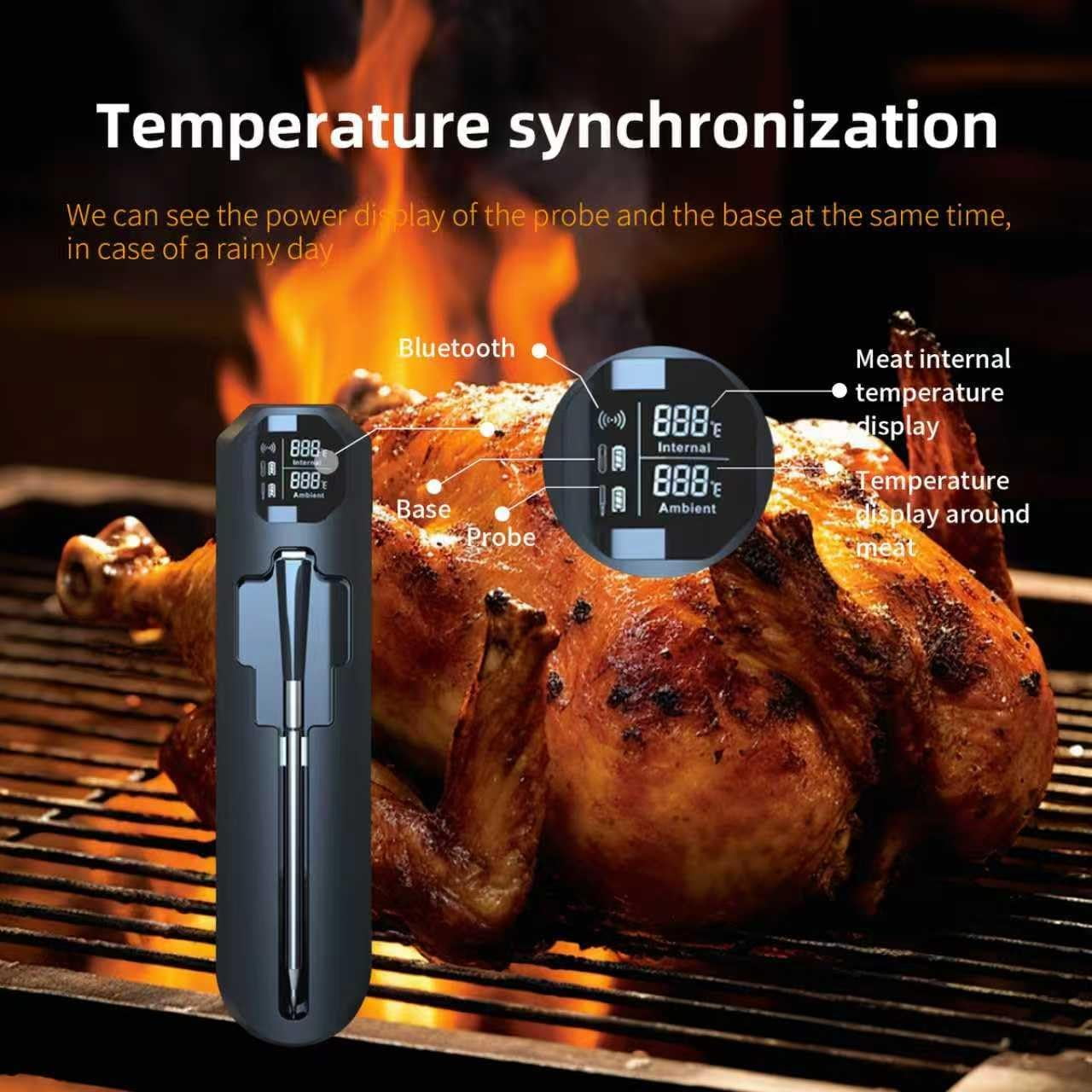 Smart Wireless Meat Thermometer with App, 500ft Range Bluetooth 5.4 BBQ Thermometer, Wire-Free Digital Food Probe with Dual Sensors for Grilling, Smoker, Oven, Rotisserie, Steak, IP67 Waterproof