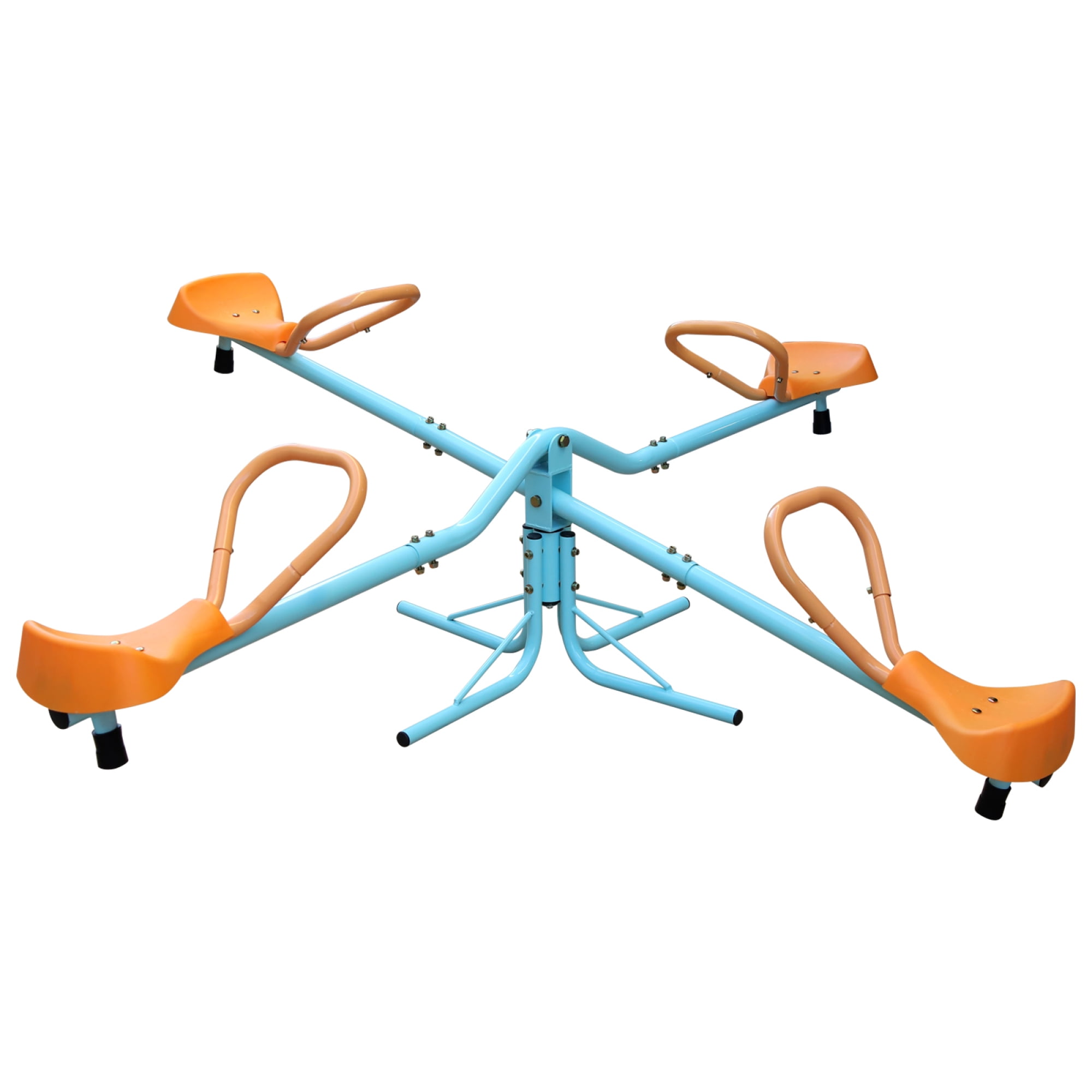 Teeter Totter for Kids,Kids Seesaw Swivel Teeter Totter Home Playground Equipment,360 Degrees Rotating Safe,4-Seats for Kids,Boys, Children,Blue Orange