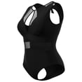 thumbnail image 1 of Traje de baño de una pieza de talla grande Agnes Orinda para mujeres, trajes de baño de malla, espalda abierta, lazo, escote profundo L Negro, 1 of 8