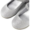 thumbnail image 4 of Kushyshoo Girl Mary Jane Shoes Low Heel Rhinestones Princess Flats Silver Dress Pump Shoes for Little Kid Size 13, 4 of 6