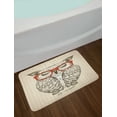 thumbnail image 2 of Nerdy Bath Mat, Vintage Sketch Owl with Be Smart Lettering on Vertical Line Backdrop, Plush Bathroom Decor Mat with Non Slip Backing, 29.5" X 17.5", Warm Taupe Brown, by Ambesonne, 2 of 2