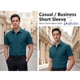 thumbnail image 3 of Mens Dress Shirts Short Sleeve Button Down Shirt Inner Contrast Formal Shirt Teal 2XL, 3 of 6