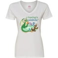 thumbnail image 3 of Inktastic Reading is Magical Dragon Green Dragon with Book Women's V-Neck T-Shirt, 3 of 5