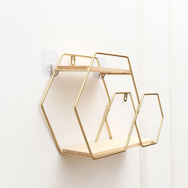 Moluckfu Repisa De Pared De Hierro Con Doble Forma Hexagonal Para Y Cocina