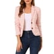 thumbnail image 5 of Blazer de rayas con solapa de muesca y mangas largas para mujer INSPIRE CHIC XXL Rosa claro Blanco, 5 of 6