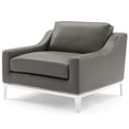 thumbnail image 3 of Armchair Accent Chair, Set of 2, Leather, Steel, Grey Gray, Modern Contemporary Urban Design, Living Lounge Room Hotel Lobby Hospitality, 3 of 4