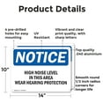 thumbnail image 2 of (2 Pack) High Noise Level In This Area Wear Hearing OSHA Notice Sign 14 Inch X 10 Inch Indoor / Outdoor Rust-Free Aluminum Metal Signs for Workplace, Workshop, and Construction Site,, 2 of 8