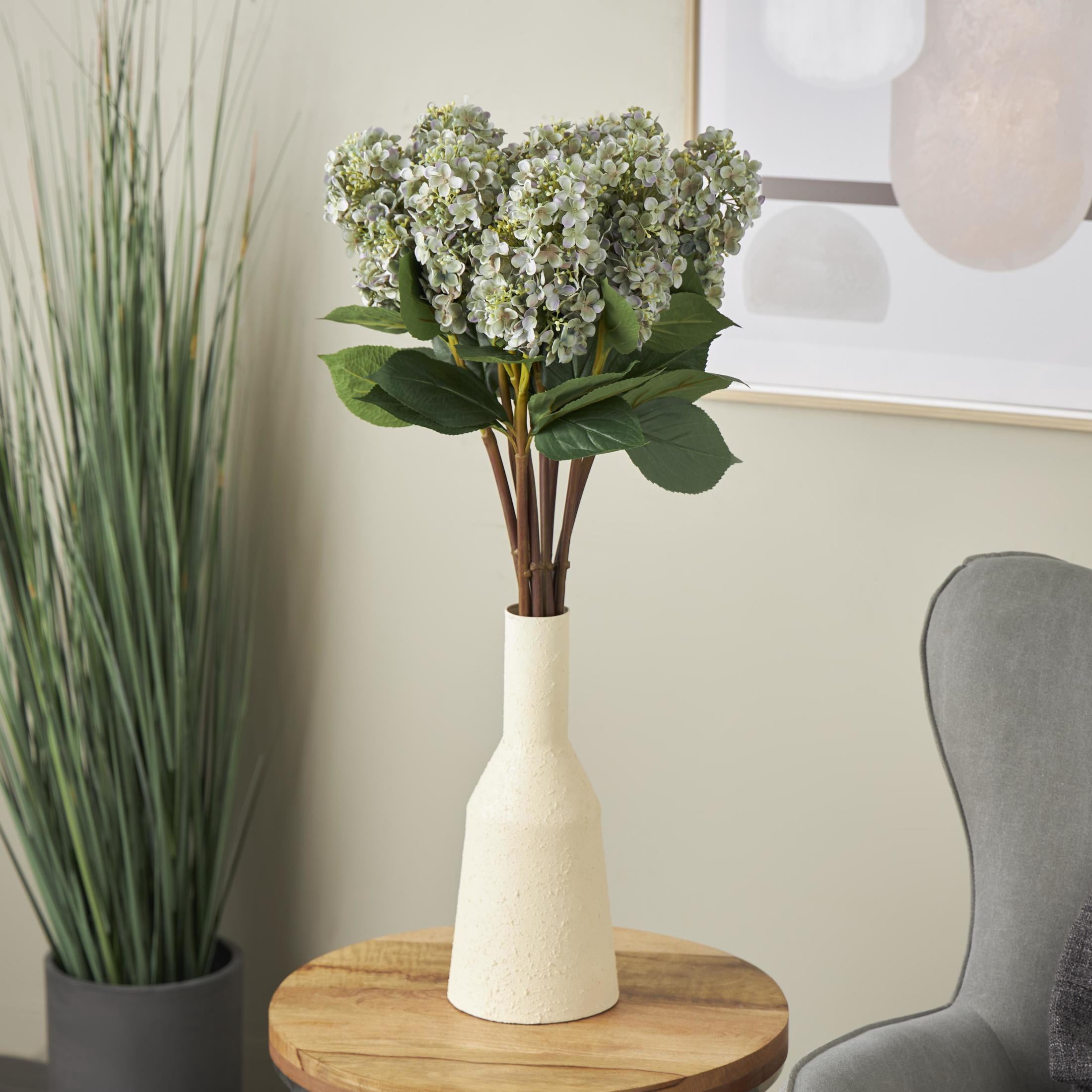 34" Plastic Floral Tall Hydrangea Artificial Flower Stem, by DecMode (8 Count)
