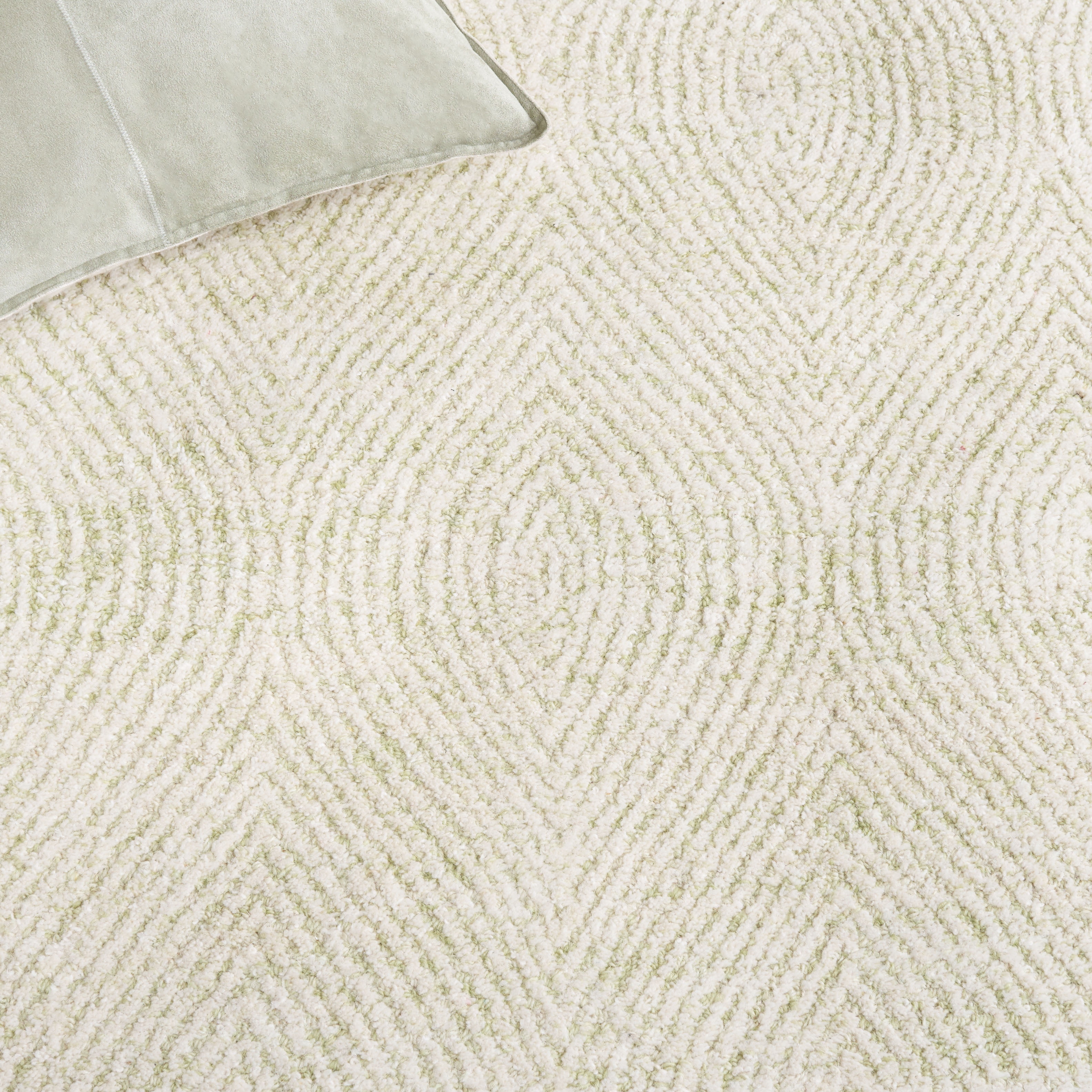 SAFAVIEH Abstract Caelestinus Ogee Wool Area Rug, Green/Ivory, 6' x 6' Square