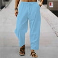 thumbnail image 2 of SHIXIAOO Men's Pocket Loose Low Waist Drawstring Linen Pants Casual Pants Jogging, 2 of 7