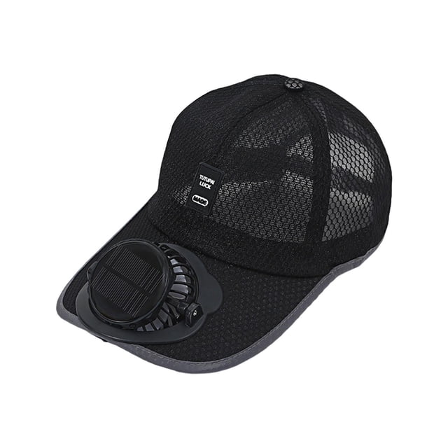 Gorro de verano con visera y ventilador solar Yuyangstore Negro