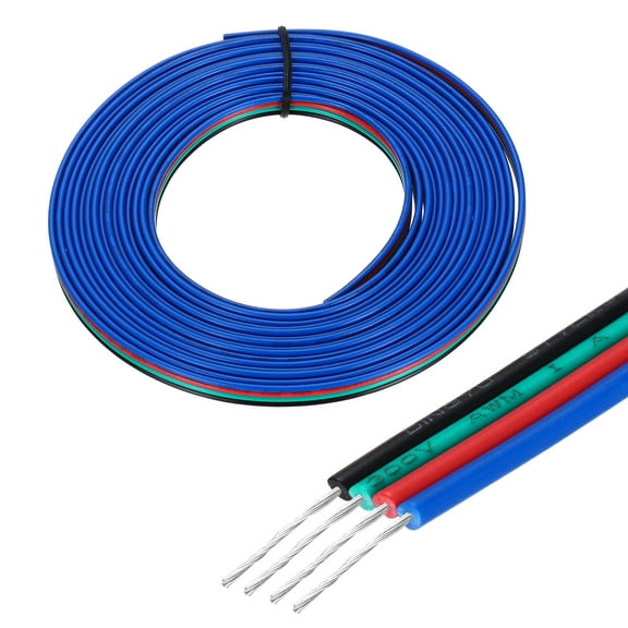 Uxcell 20 Gauge 4 Conductor Electrical Wire Tinned Copper Cable 15FT Flexible Stranded Hook-up Wire for LED Strips Lamps Residential Wiring Car Circuit