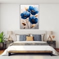 thumbnail image 4 of Mudket Blue with Gold Leaves on Light Background Canvas Wall Art, Framed Ready to Hang, Minimalist Floral Wall Decor for Living Room Bedroom Office, Neutral Botanical Artwork - 12"L x 8"W, 4 of 10