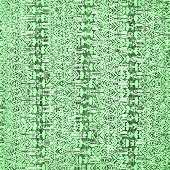 Ahgly Company Indoor Square Abstract Emerald Green Modern Area Rugs, 4' Square