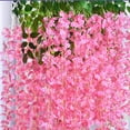 thumbnail image 5 of 12 Pack 3.6 Feet Wisteria Hanging Flowers, Artificial Fake Wisteria Flower Vines Garland Silk Flowers String for Wedding Party Wall Decorations, Pink, 5 of 11