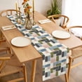 thumbnail image 6 of Watercolor Geometric Pattern Cotton Linen Table Runner for Dining Kitchen, Modern Minimalist Art Wedding Outdoor Party Tablerunners Decoration, Dresser Scarf Coffee Tablecloth Runners 13x60 Inches, 6 of 9