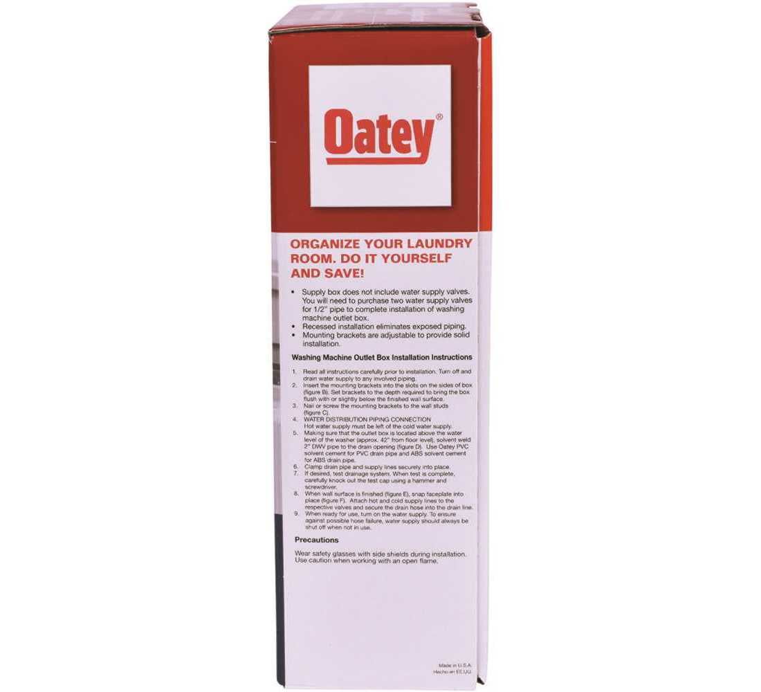 OATEY COMPANY 38120 Plain Wash Mach Out Box
