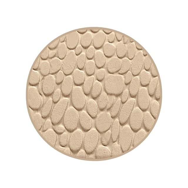 Khaki Large Round Pebble Design Memory Foam Bath Mat 31.4 Inches Diameter Super Absorbent Bathroom Rugs Washable And Non Slip