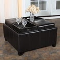 thumbnail image 1 of Teri Bonded Leather Espresso Tray Top Storage Ottoman, 1 of 5