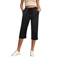 thumbnail image 2 of Capri Pants for Women 2025 Summer Elastic Waist Breathable Lightweight Linen Capris with Pockets Womens Cropped Pants, 2 of 4