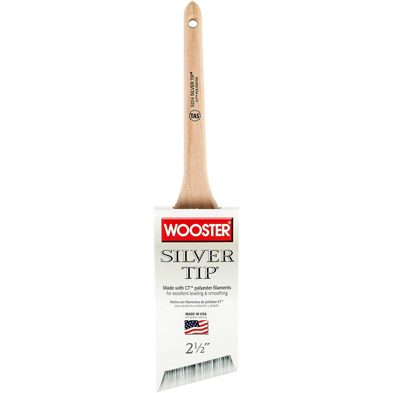 Wooster 2 Angle Sash Paint Brush, Silver CT Polyester Bristle, Wood Handle  5224-2