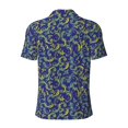 thumbnail image 3 of Xecao Uncaria Flower for Mens' Casual Short Sleeve Button-Down Polo Shirts for a Classic Golf Look, 3 of 9