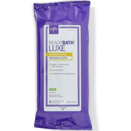2 Pack - Medline ReadyBath Luxe Antibacterial Body Bathing Cloth, Scented, 8