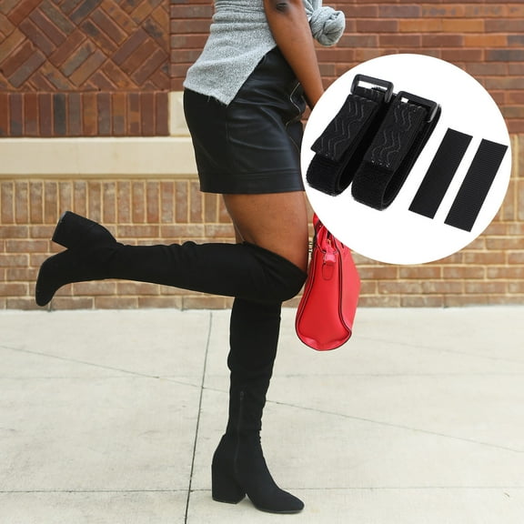 OUNONA Anti-slip Ratchet Fixing High Boots for Women Tall Women's Black