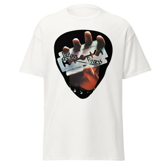 Judas Priest - British Steel Jumbo Print Unisex T-Shirt - White - Small
