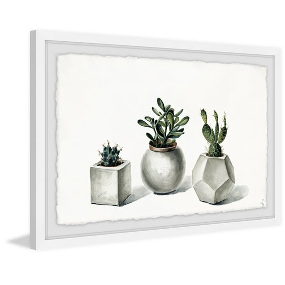 Planted Cacti Framed Painting Art Print, 12.00" x 1.50"