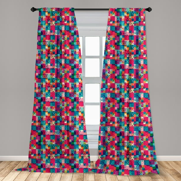 Geometric Curtains 2 Panels Set, Italy Themed Shower Curtain