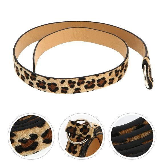 Raindrops Leopard Print Round Buckle Women Belt Made of Durable Imitation Leather One Size Fits Most