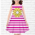 thumbnail image 2 of Zwiiyzr Robe d'Été pour Petites Filles 4-14 Ans, Robe Sans Manches à Rayures, Robe Décontractée à Fleurs, Rose Vif, 2 of 3