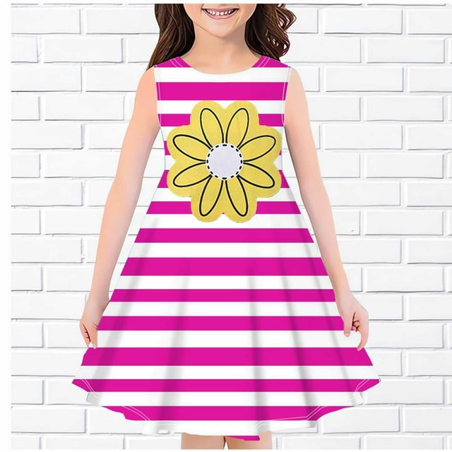 LOVZFMLL Robe d'Été Sans Manches à Col Rond Imprimée pour Filles