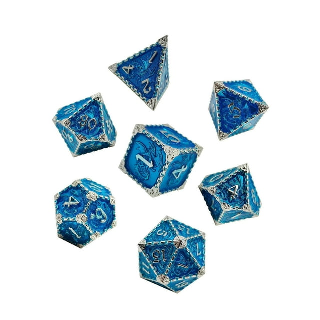 7Pcs Polyhedral Dice Irregular Big Numbers Board Games Colored Assortment Dices Blue