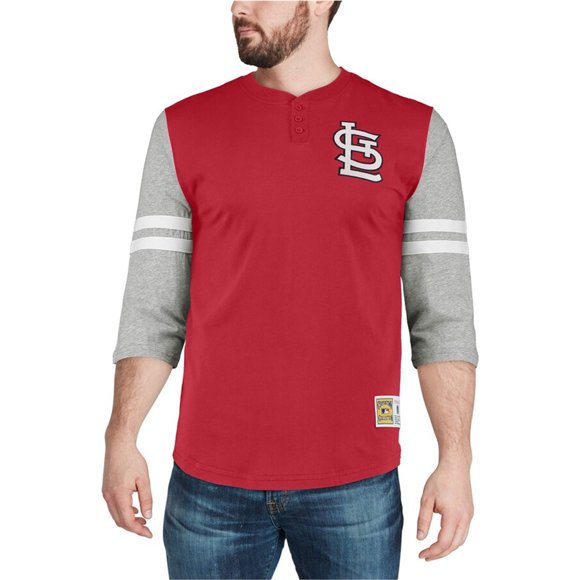 Mitchell & Ness Washington Senators - Camiseta henley para hombre, color rojo, grande