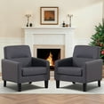thumbnail image 2 of Fabric Accent Chair with Backrest Thick Cushion, Modern Single Sofa Armchair for Living Room Bedroom (2PCS, Deep Gray), 2 of 10