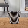 thumbnail image 3 of 13 Boho Chic Basket Natural Cotton, Handwoven Black and White Stripe with Handles, 3 of 3