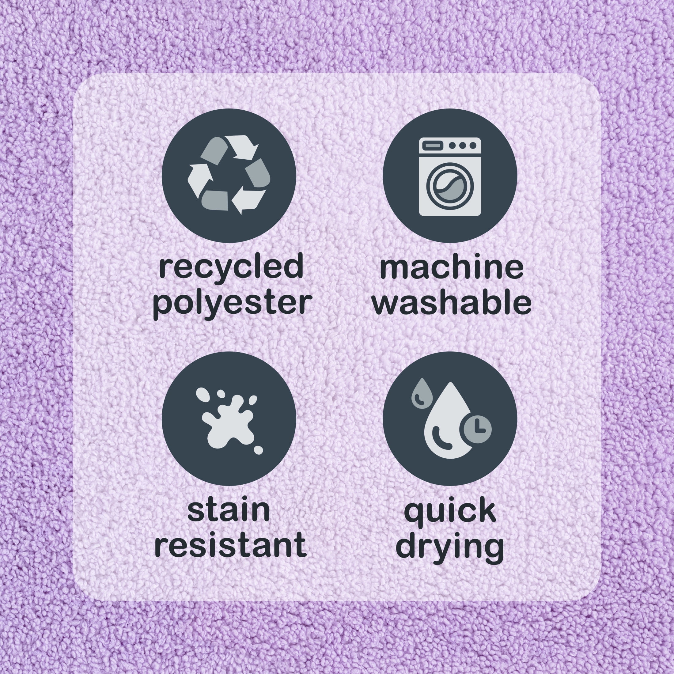 Mainstays Basic 3-Piece Polyester Bath Rug Set: Lavender, Contour, Lid Cover and 20" x 32"
