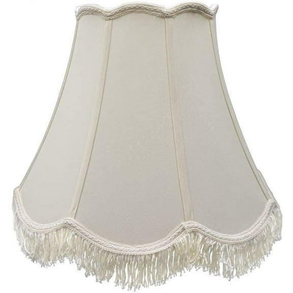 Silk Scalloped Bell 8 Inch Small Washer Lamp Shade with Fringe