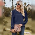thumbnail image 3 of IWEMEK Long Sleeve Blouses for Women Winter Crew-Neck Solid Comfort Color Shirts Fashion Elegant Navyblue Tunic Tee 2025, 3 of 7