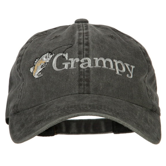 Grampy Embroidered Washed Cotton Twill Cap - Black OSFM