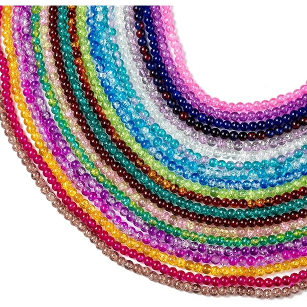 2600 cuentas de vidrio soplado redondas de 6 mm, surtido para la creación de collares, pulseras y bisutería.