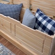 Linon Troyin Rustic Backless Corner Nook with Storage in Solid Unfinished Pine