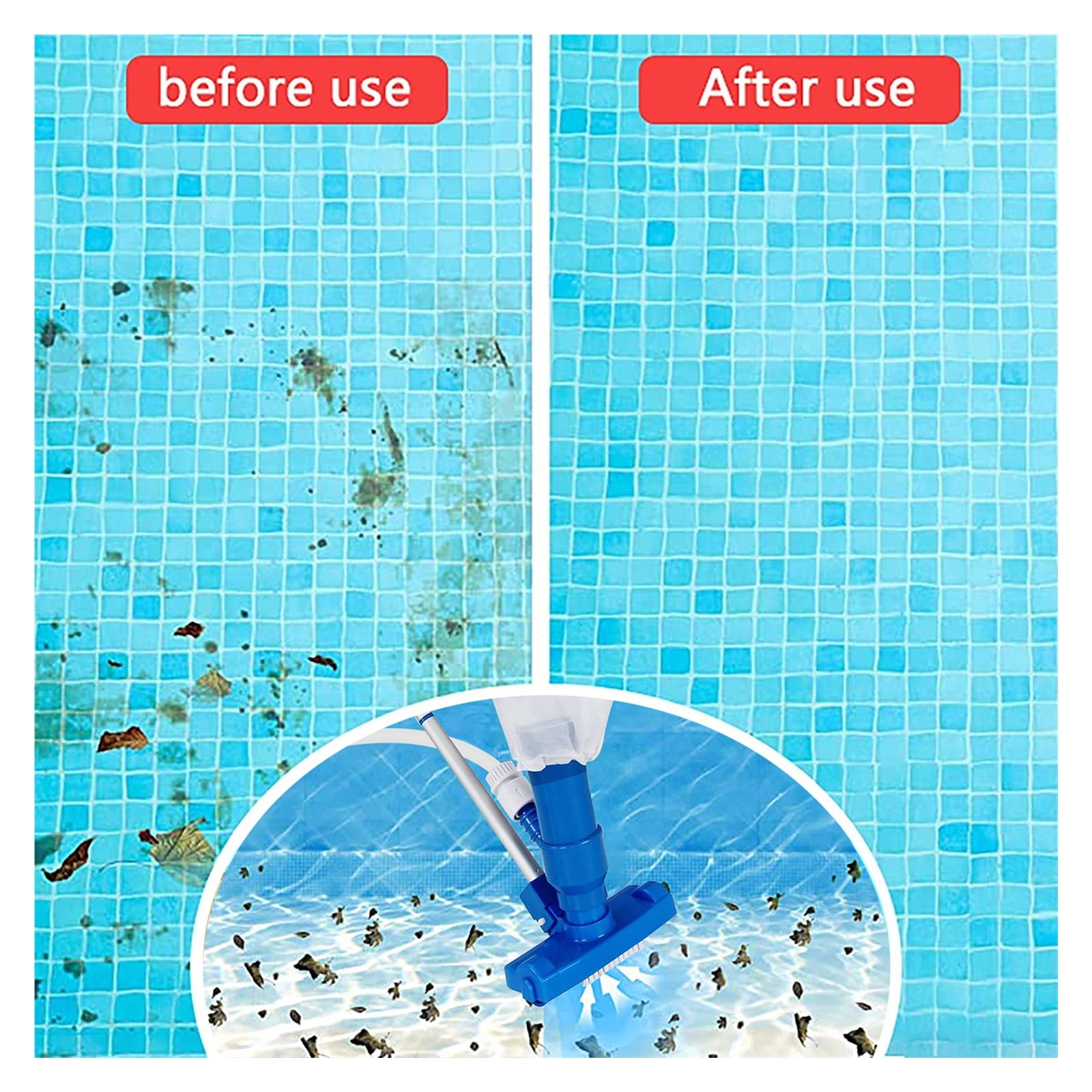 Portable Swimming Pool Vacuum Cleaner Cleaning Tool Disinfect Suction Head Pond Fountain Pool Vacuum ,Efficient Cleaning